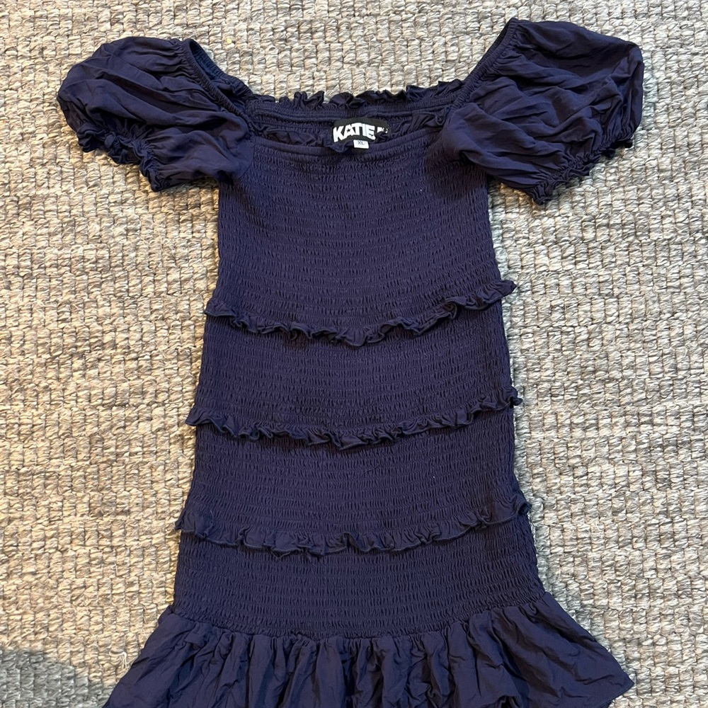 Katie J NYC Navy Ruffled Dress